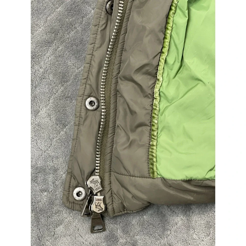 Vintage Abercrombie &‎ Fitch Down Puffer Vest Small Green Brown AS IS Zipper